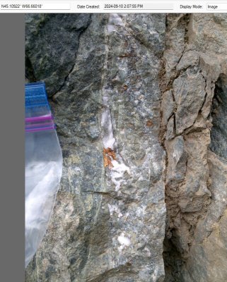 Possible native copper at Pocologan